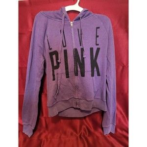 Pink Victorias Secret Hoodie Zipper Women Sz S V Neck Shirt Purple Sz Xs Vintage